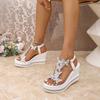 Women's Rhinestone Sandals 2025 Summer New Arrival Outdoor Platform Thick Sole Versatile Wedge Beach Sandals