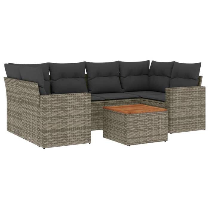 VidaXL Garden Lounge Set with Cushions 7 Pcs, Patio Sofas, Patio Furniture Set, Outdoor Furniture, Grey 3256354