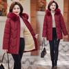 2025 Cotton Clothes and Cotton Clothes Women's Mid-length Winter Clothes with Solid Color Large Fur Collar Hoods and Thick Fleece Lining