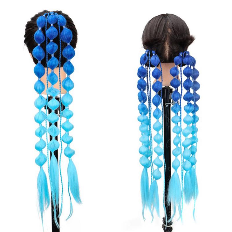 1Pcs Synthetic Wig Lantern Bubble Ponytail Multicolour Fake Braid  Girl Street Photo Modeling Lantern Long Braid