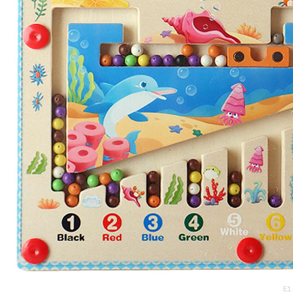 Wooden Magnetics Beads Board Puzzle for Ages 35 Birthday Gift Preschool Toy marine