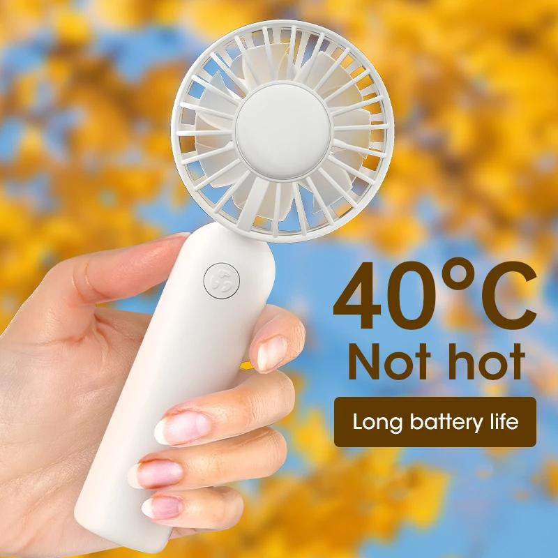 2025 USB Rechargeable Handheld Mini Fan 3-Speed Portable for Outdoor Office Desk Travel Summer