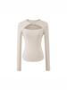 Korean Design Twist Neck Cutout Slim Fit Long Sleeve T-shirt for Women - 2026 Spring Collection