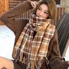 Autumn Winter New High-End Versatile Plaid Scarf Women'S Shawl Commuting Tassel Imitation Cashmere Scarf