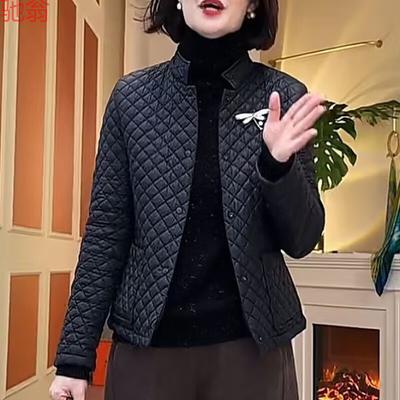 Diamond Short Cotton Jacket Women Parkas Autumn Winter Puffer Padded Coat Fashion Thin Clothes Loose Female Outerwear