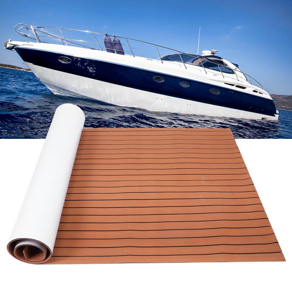 EVA Flooring Mat 120x240cm Non-Slip Self Adhesive Decking Pad Decoration for Marine Boat Yacht(Light Brown Black )