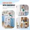 VEVOR Tower Step Stool for Kids and Toddlers, 3-Level Height Adjustable Toddler Kitchen Stool Helper
