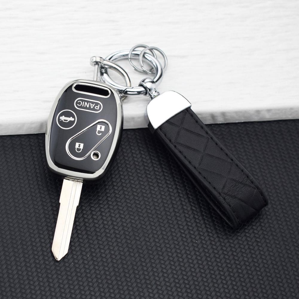 2/3/4 Button TPU Car Key Case Cover for Honda Fit CIVIC JAZZ CR-V Accord Pilot Freed StepWGN Insight Key Shell Bag Key Chain Set