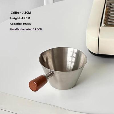 Kaffee-Messbecher Edelstahl Kaffee-Extraktionsbecher Espressotasse Italienischer Flüssigkeitsbecher Kaffee-Unzenbecher Milchkanne Milchkännchen 100M