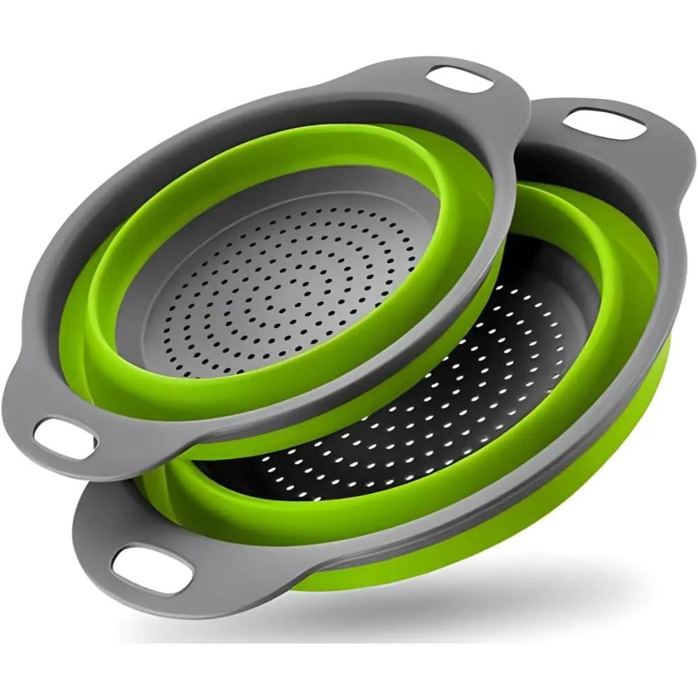 Collapsible Colander Set of 2 Silicone Kitchen Strainer Set, Perfect for Draining Pasta, Vegetable and Fruit for Kitchen Use