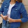 Tendance Mode Femme Veste en Jean Courte à Simple Boutonnage avec Poche à Revers