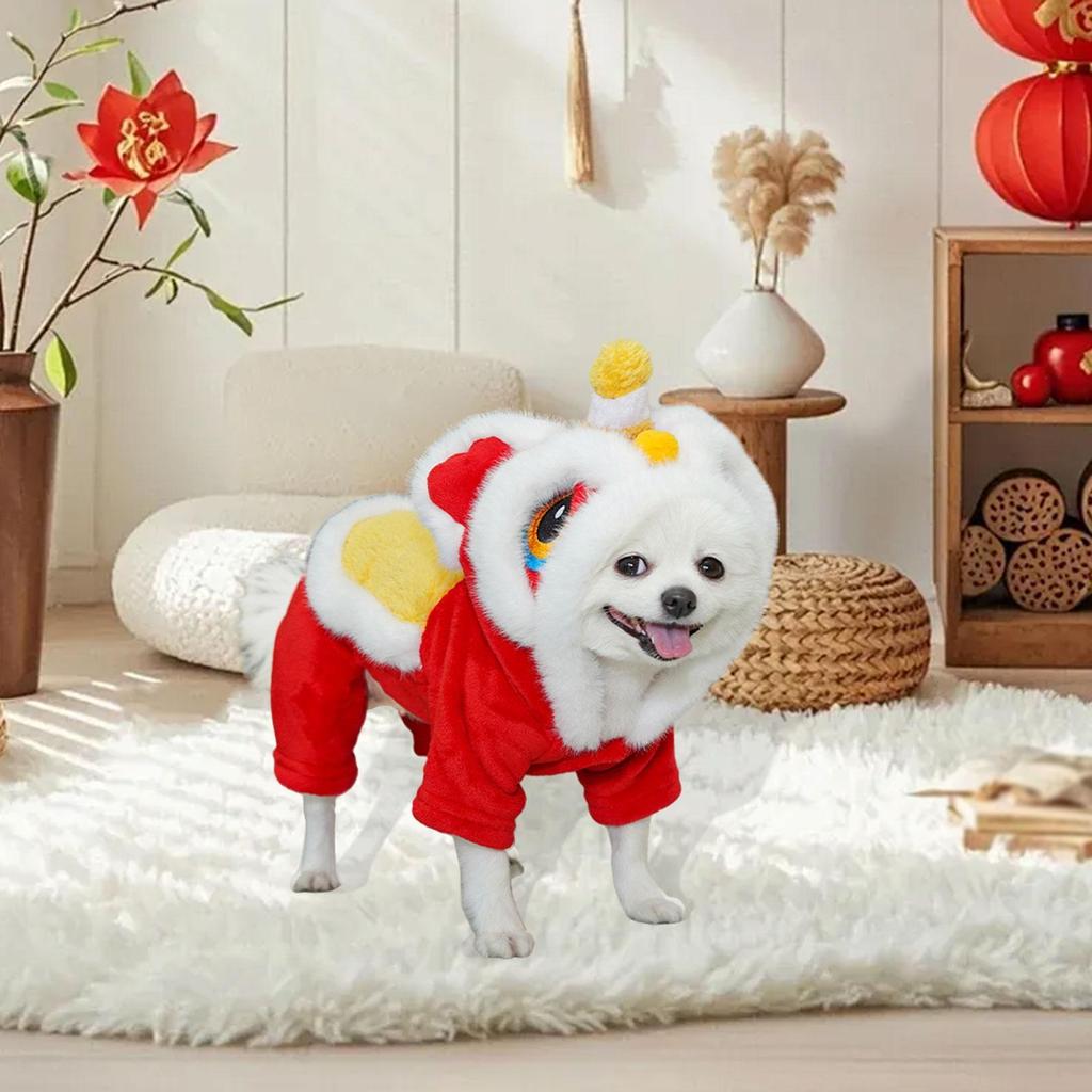 Chinese New Year Pet Costume Dog Cat Outfit Lion Dance Dog Costume Puppy Apparel for Gatherings Spring Festival Photo Prop