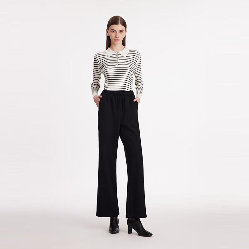 GOELIA Women's High-Waist Ribbed Knit Wide-Leg Pants