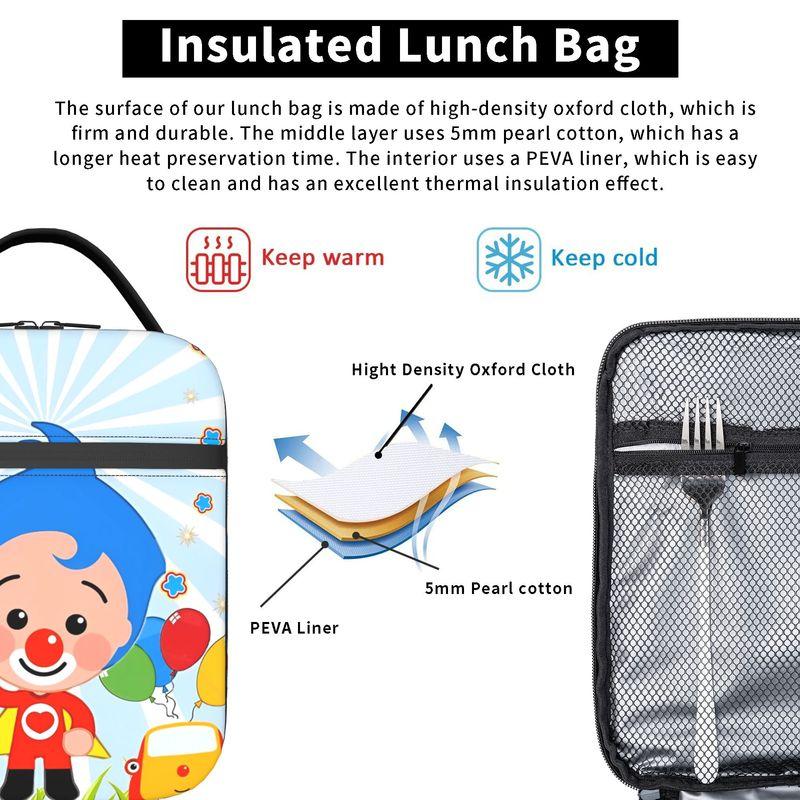 Clown P-Plims Insulated Lunch Bags Thermal Bag Reusable,Meal Container Cartoon High Capacity Tote Lunch Box Food Bag School