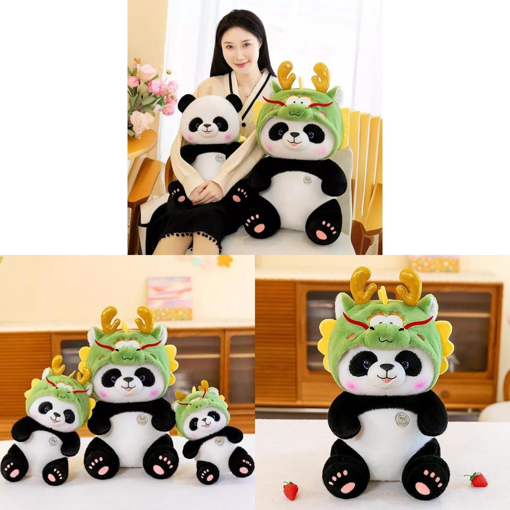 Panda Dragon Plush Toy With Dragon Hat Decoration For Kids Baby Sleep Comfort