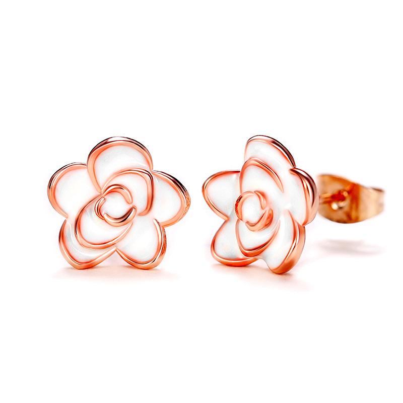 Hot-selling New Models, Sweet Japanese and Korean Student Temperament Style Camellia Women's Stud Earrings and Ear Jewelry