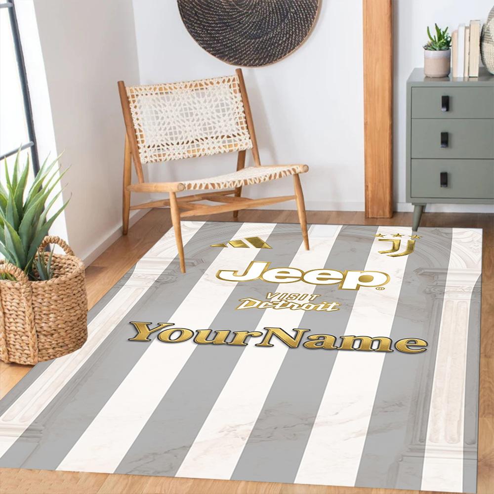 Juventus Customize Text Floor Rug Office Rug Suitable for Dormitory Entryway Outdoor Game Room Antislip Carpet Office Home Decor Gift for Festivals