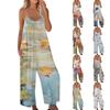 Women's Printed Jumpsuit Casual Loose Adjustable Suspender Jumpsuit