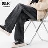 Baleno S&K Men's Autumn/Winter Loose Straight-Leg Fleece Jeans