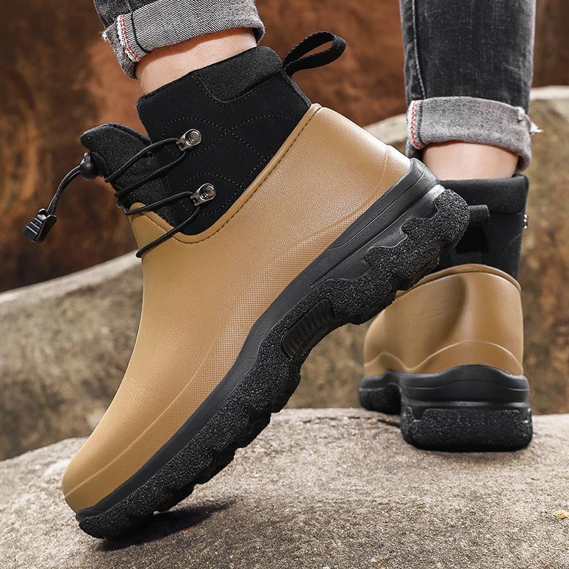 New rain shoes chef shoes car wash work shoes high top warm casual men's shoes autumn and winter fishing shoes