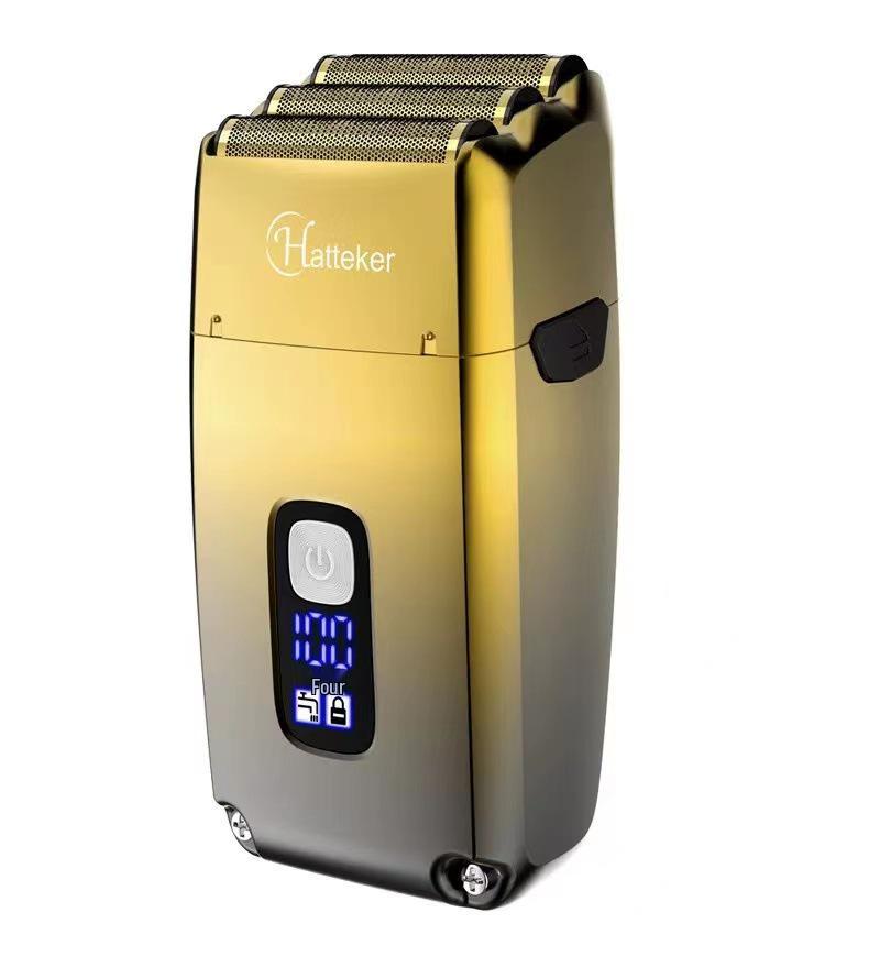 White Electric Three-Blade Mesh Head Shaver - Waterproof Clipper for Balding and Hair Trimming