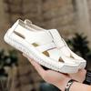 Fashion Casual Leather Men's Sandals Lightweight Summer Shoes Non-Slip Dual-Purpose Shoes Outdoor Beach Flats Hollow Out Male Sandaly