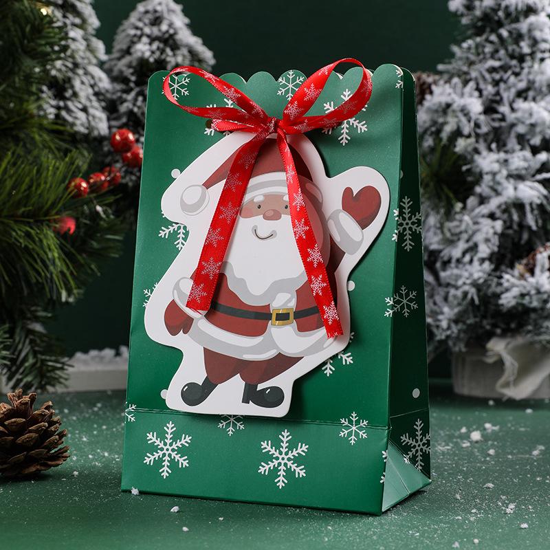 12 stuks Kerst Papieren Zakken Creatieve Strik Sneeuwvlok Bijbehorende Snoep Cadeauzakjes Nieuwjaarsdecoratie Kerst Cadeau Verpakking Zakjes