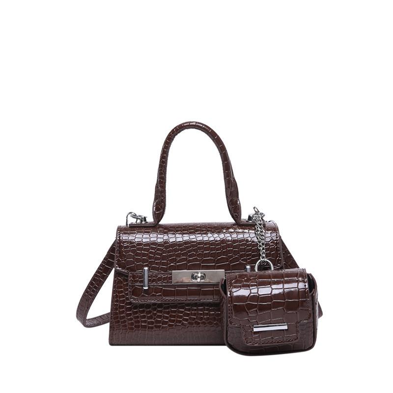 Pu Leather Stone Texture Crossbody Bag With Small Bag For Daily Fashion Womens Accessories