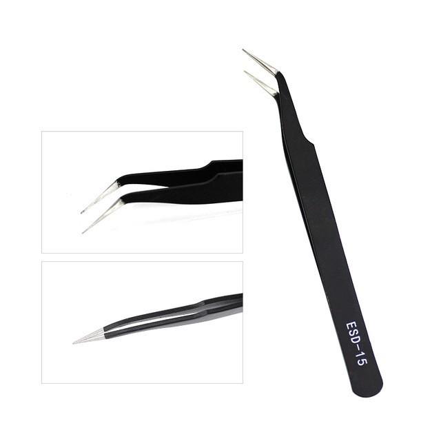 Black Stainless Steel Anti-static Manicure Tweezers - Pointed for Precision Nail Art and Crafting Tools