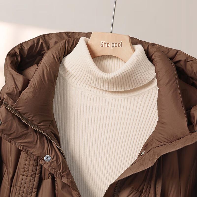 Ta Chi Women's Hooded Mid-Length 90% Duck Down Puffer Jacket