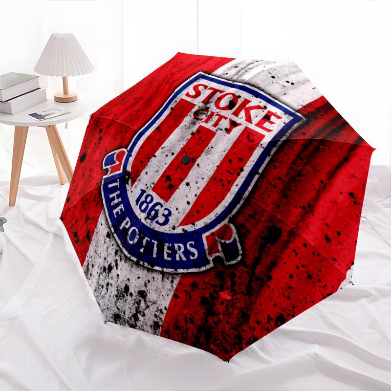 Wzór Stoke City FC, automatyczny składany parasol, przenośna i składana konstrukcja, 8 żeber, prezent na Boże Narodzenie lub urodziny.