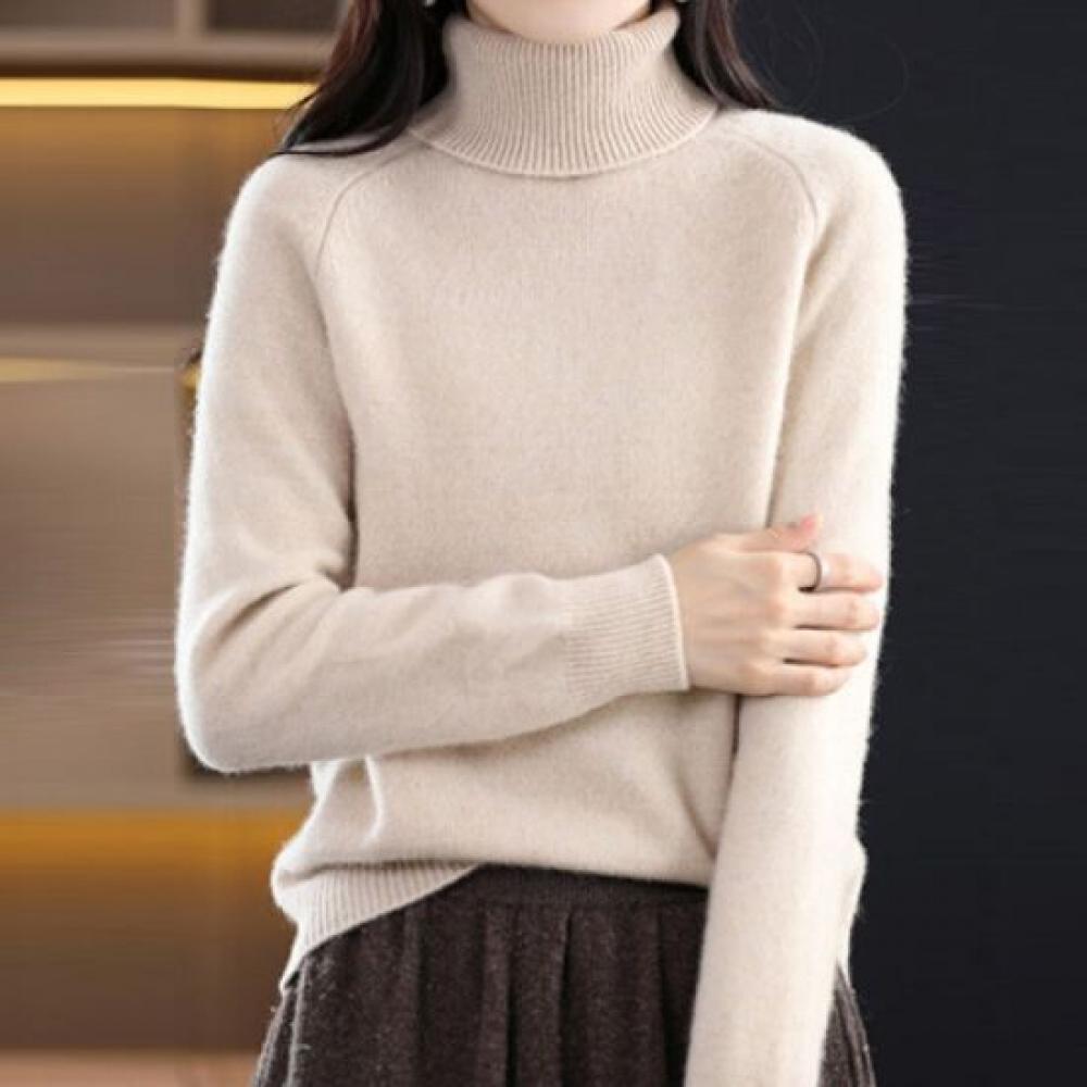 Navava Women Soft Warm Solid Mock Neck Knit Top Nk3371