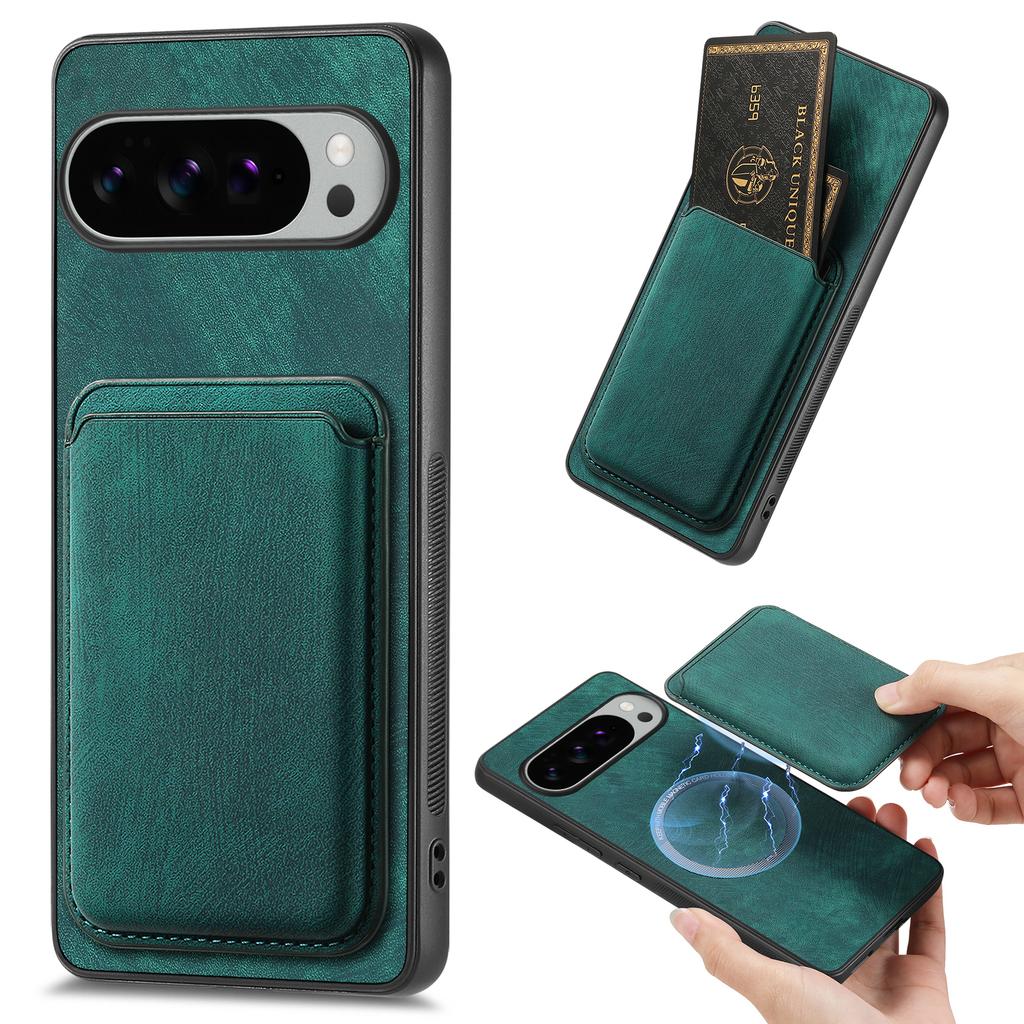 For Google Pixel 10 Pro XL Case Compatible with MagSafe Leather Back Cover with Detachable Card Holder