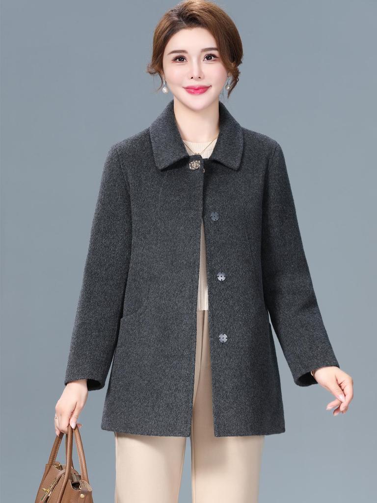 Double-Sided Cashmere Coat for Women - High-End Pure Wool Autumn & Winter Outerwear, Short Mid-Aged Women's Jacket