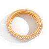 Casual Style Pearl Open Cut Edge Bracelet Oval Two-tone Alloy Bracelet Set