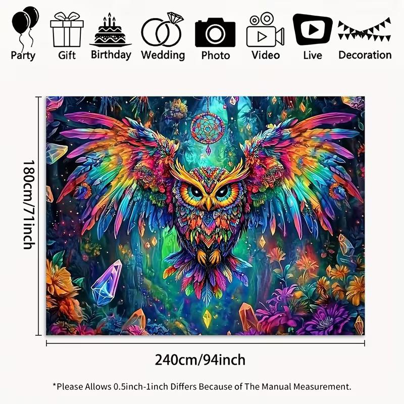 2D Flat Printing Dreamcatcher Owl Backdrop for Spiritual and Bohemian Photoshoot
