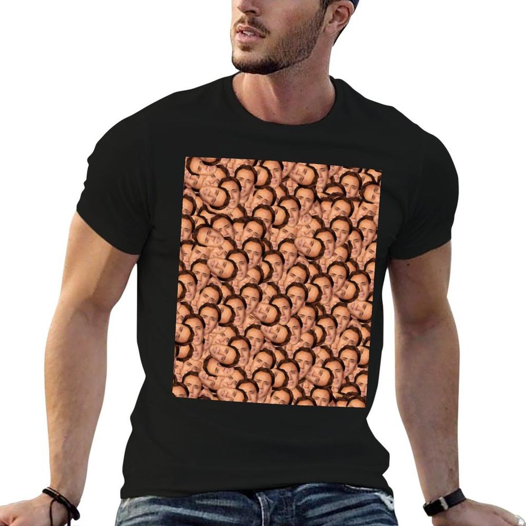 Nicolas Cage Texture For All Your Cage Needs Tshirt Casual Basic Short Sleeve Tshirt