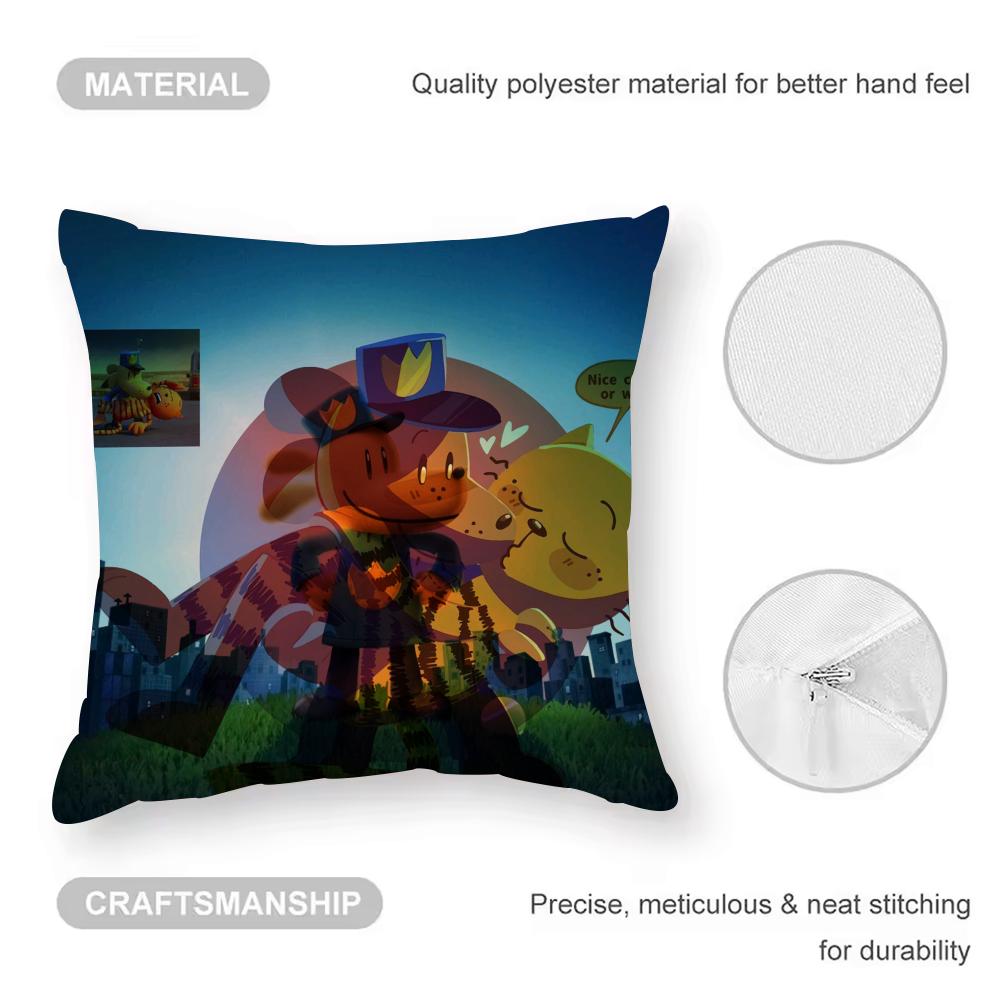 DOG MAN Anime Cushion Cover Anti-dustmite Pillowcase Invisible Zipper Silky Short Plush Sofa Cushion Cover