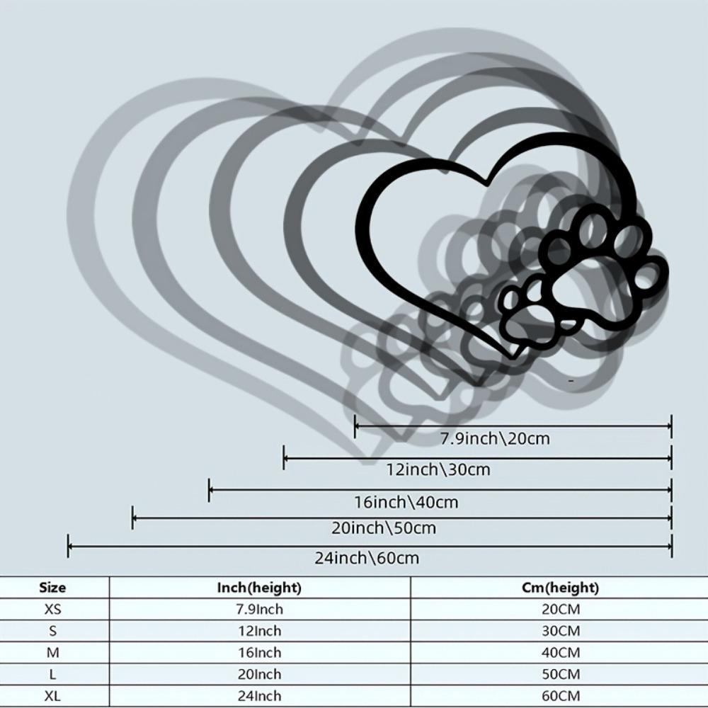 Vintage Iron Wall Art Heart Paw Print Metal Sculpture Pet Lover Shadow Decor Rustproof Minimalist Ornament for Living Room Bedroom Farmhouse Easy Hang