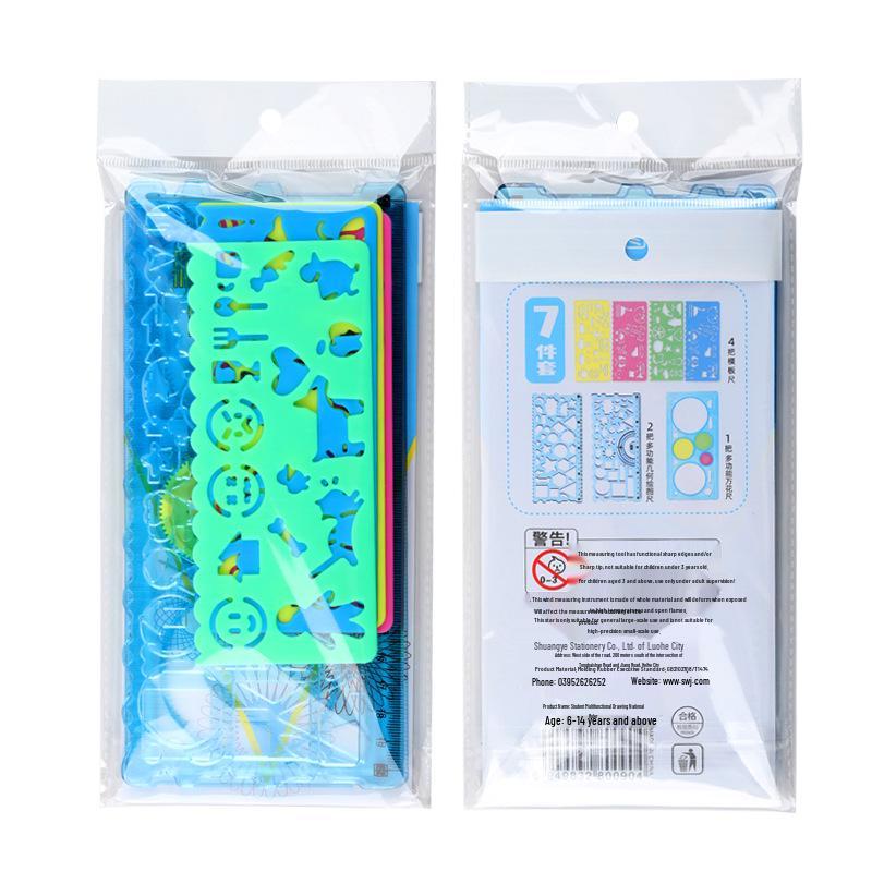 Magic Kaleidoscope Ruler Set: 7-Piece Multi-functional Geometric Shapes for Kids’ Drawing and School Projects Others