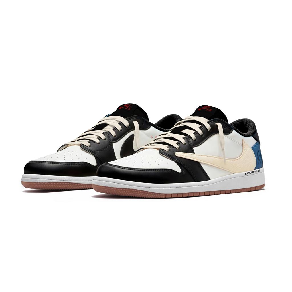 Jordan X Travis Scott Air Jordan 1 Travis Scott X Collaboration 11.0 Leather Magic Low Top Vintage Basketball Shoes DZ4137-700(Team1677-)