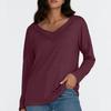 Women's Long Sleeved T-shirt V-neck Loose Casual Fashion Top