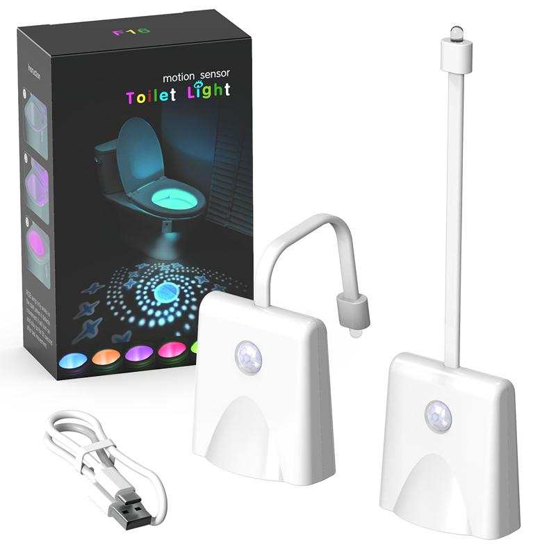 Toilet Night Lights, USB Rechargeable LED Bowl Projection Lighting with Motion Sensor, Cool Fun Bathroom Accessory - Unique & F