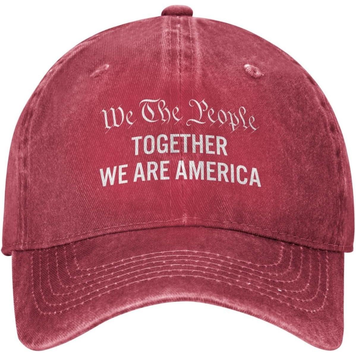 We The People Together We Are America Distressed Denim Baseball Cap Washed Cotton Casual Adult Hat Can Be Adjusted