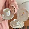 Koreanischer Cartoon Handgezeichnete Tasse Alles Gute zum Geburtstag Keramik Frühstückstasse Kuchenteller Niedliches Kaffeebecher und Tellerset Als Geschenk
