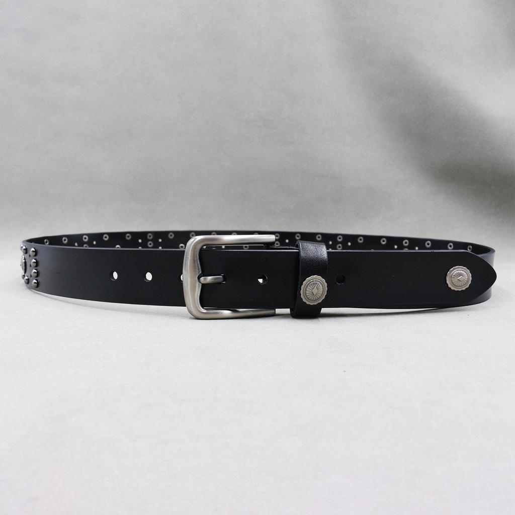 Ethnic Style Design New Cowhide Men and Women's Personality Niche Neutral Belt Rivet Decoration Street Punk