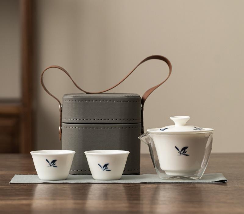 

Suet jade travel tea set Outdoor portable tea set Meeting event souvenirs for customers