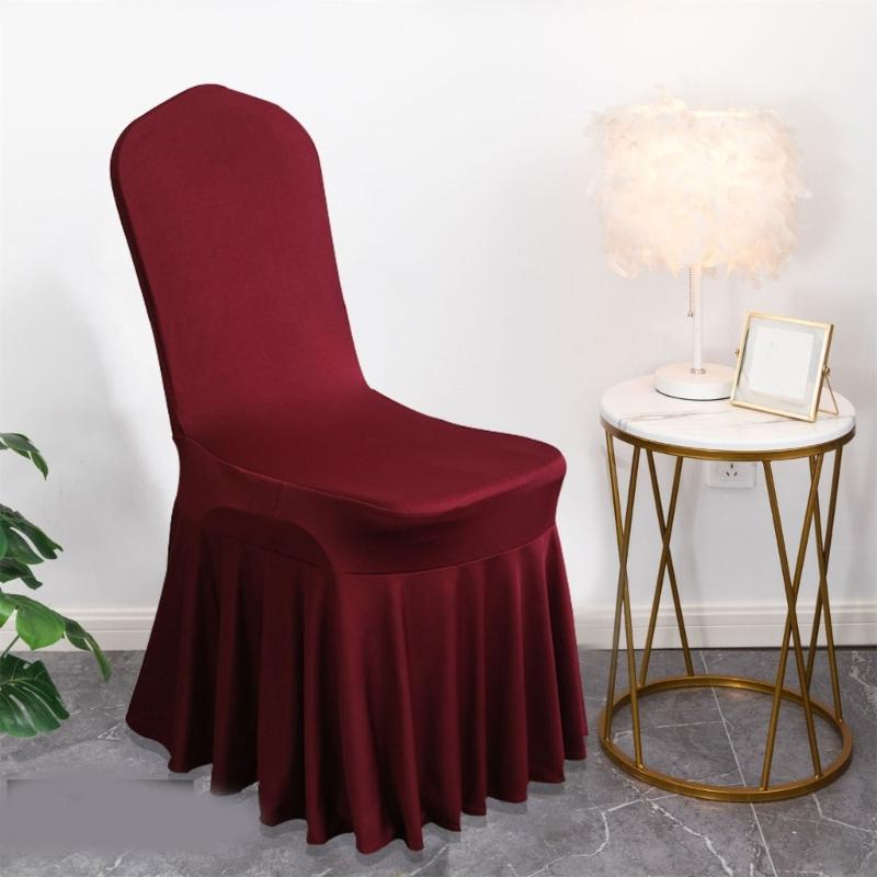 Elastic Dining Chair Cover Sun Skirt Smooth Milk Silk Fabric Breathable Seat Protectors For Wedding Decoration Hotel