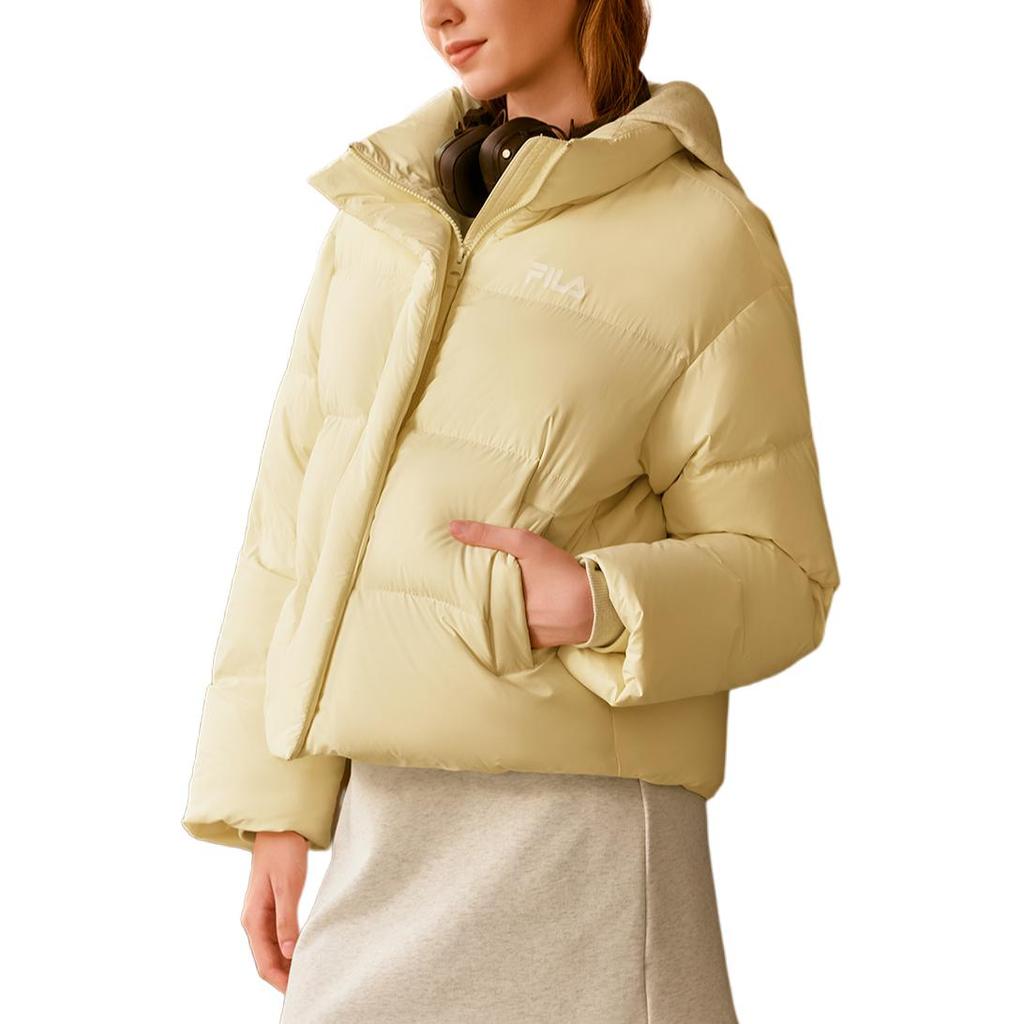Fila Lifestyle Solid Color Warm Versatile Comfortable Down Jacket Women Outerwear Light-Dusty-Yellow F51W449904FYE