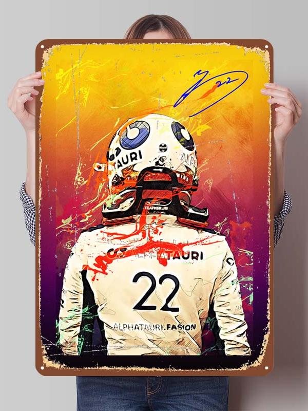 Yuki Tsunoda Racer Posters F1 Racing Metal Signs Decor for Room Decoration Custom Tin Plates for Wall Art Decoration Retro Home
